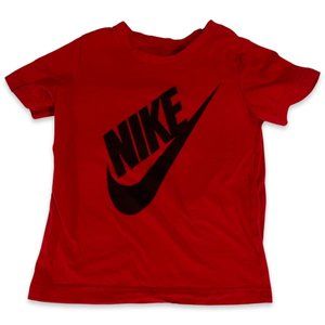 Nike Boy's Solid Red With Black Swoosh T-Shirt Size 7